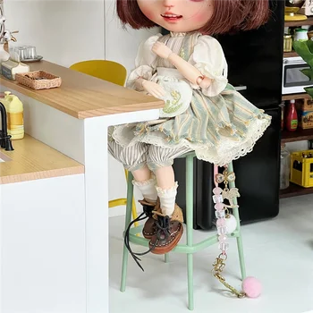 1/6 Doll House Model Nábytok, Príslušenstvo, Mini Model Bar Stoličky/Jedálenské Stoličky(Sada 2 Stoličiek) Borovica Zelená