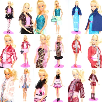 10 Súpravy Oblečenie Jedinečný Dizajn Iný Štýl Ručné Bábiku Šaty, Oblečenie Vyhovovali Kabát Nohavice Príslušenstvo Pre Kurhn Bábika Barbie
