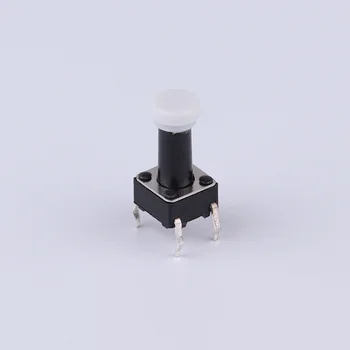 1000pcs reset microswitch 6x6x8 ľahký dotyk switch s bielu čiapku s priemerom 5 ochrana životného prostredia 4pin plug-in medi pin