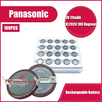 100KS 100% Originálne Panasonic VL2020 3V 20mAh mince typ nabíjateľná 180 stupňov filé lítium gombíkovú batériu