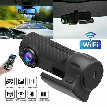 1080P HD DVR Dash Skryté Auto Kamera s WiFi 170 Stupňov Široký Uhol Slučky Nahrávanie Automaticky sa spustí Nočné Videnie ABS Plast