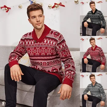 2021 Jeseň Nový Sveter pánske Knitwear Vianočné Elk Klope Pletený Sveter Pulóver