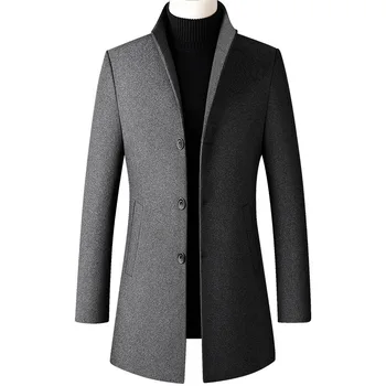2022 nový príchod zimný kabát mužov vysoko kvalitné dlhé zákopy srsti muži,muži móda vlna bundy,teplý kabát,plus-veľkosť M-4XL FY03