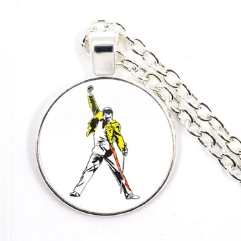 25 mm Sklo Cabochon Freddie Mercury Náhrdelník Roztomilý Šperky Príslušenstvo Náhrdelník Prívesok Pre Mužov, Ženy Sveter Reťazca