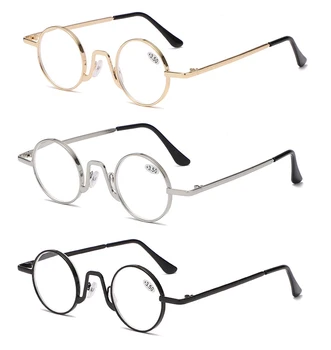 3 Jednotky Anti-modrá Retro Okrúhle Okuliare na Čítanie Gold Silver Black umeleckej tvorivosti zväčšovacie sklo Anti-únava Presbyopia Okuliare