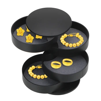 4-Vrstvový Otočná Šperky Box Ženy Šperky Úložný Box Náhrdelníky Náušnice Krúžok Držiak Organizátor Šperky Skladovanie Zásobník s Vekom