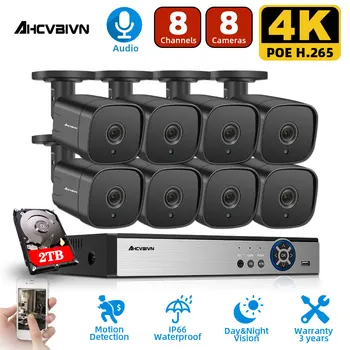 4k NVR Auta CCTV kamera Security system súpravy, POE 5MP IP Kamery Nastaviť Vnútorné Audio Nočné videnie Dome kamerový Systém XMEYE