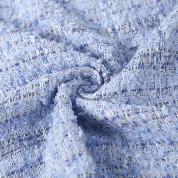 50x145cm Francúzsko Modrá Stuha Stožiare, Farbená Priadza Pletená Tweed Textílie Pre Ženy Jesenná Bunda Šaty, Obleky Kabát DIY Handričkou Šitie