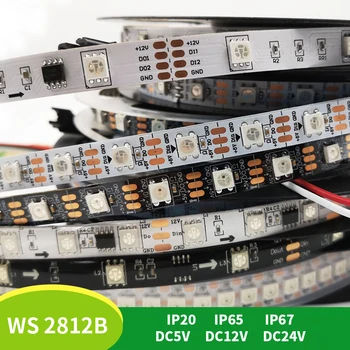 5m WS2812B SK6812 30/60/74/96/144 pixelov/m 2811ic Vstavané 5050RGB individuálne adresovateľné RGB LED Pásy IP30/IP65/IP67 DC5V
