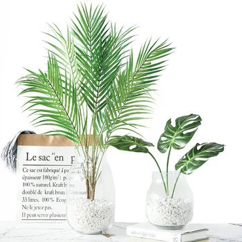80 cm-125 cm Veľké Palmy, Umelé Rastliny, Pobočka Zelené Listy Plastové Skutočný Dotyk Lístie Falošné Palm Pre Domov, Záhradu Dekor