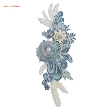Dekoratívne DIY Šitie Príslušenstvo 3D Kvet Flitrami Vyšívané Čipky Nášivka