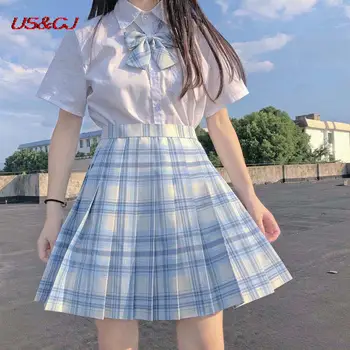 Dievča JK Sukne Lete 2021 Japonskej Školy Jednotný Vysoký Pás A-Line Kockované Sukni, Sexy Roztomilý Vysoký Pás Skladaný Mini Kockované Sukni