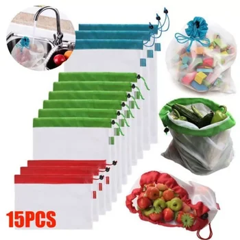 Eco Friendly Umývateľný Oka Vyrábať Tašky pre Nakupovanie Skladovania opakované použitie Ovocia, Zeleniny, Kuchyňa Skladovanie