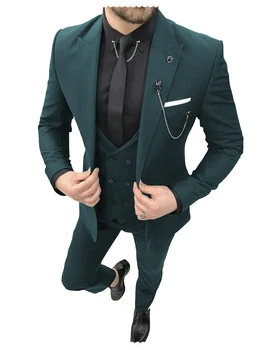 Formálne Sako Sady 3 Kusy Muži Obleky pre Svadobné 2022 Tuxedos Oblekoch, Ženích Tuxedos Oblek (Sako+Nohavice+Ves