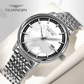 GUANQIN Automatické Mechanické Sapphire Luxusné Značky pánske Hodinky z Nerezovej Ocele Vodotesný Náramok Príslušenstvo Relogio Masculino