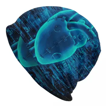 Hráč Blue Tech Skullies Čiapky Čiapky Unisex Zimné Pletenie Klobúk Kovov, Mechanické Steampunk Hacker Kapoty Klobúky Vonkajšie Lyžiarske Spp