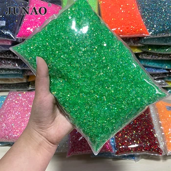 JUNAO Väčšinu Balík 2 3 4 5 6 mm Transparentné Svetlo Zelená AB Živice Drahokamu Flatback Kolo Kameň Non rýchlu Opravu Crystal Pre DIY Nechtov