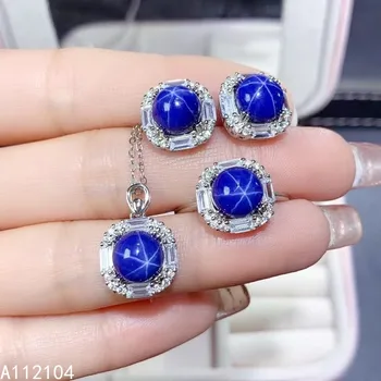 KJJEAXCMY jemné šperky 925 sterling silver Star Sapphire ženy trendy klasické kola gem náušnice, prsteň prívesok vyhovovali podporu detec