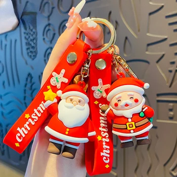 Kreatívne Cartoon Keychain Vianočné Auto Santa Claus Roztomilá Bábika Prívesok Taška Ozdoby Deti Malé Darčeky