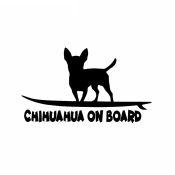 Kreatívne Vinyl Auto Nálepky Chihuahua na Palube Zábavné Pes Plemeno Auto Okno Kotúča, Black/Silver,16 cm*9 cm