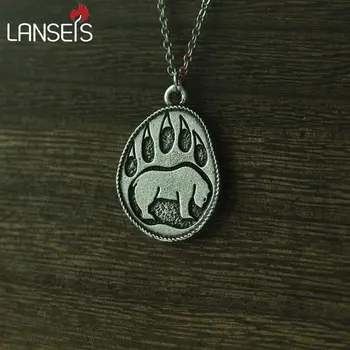 lanseis 10pcs viking medveď packa prívesok mužov náhrdelník