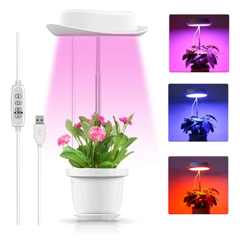 LED Rásť Svetlo celé Spektrum Rastlín Rastúcich Lampa pre Izbové Rastliny Výška Ajustable USB 5V Také Malé Rastliny Svetlo s Časovač