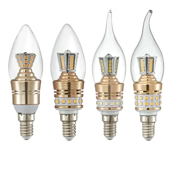 LED Žiarovka Candle 5W E14 8W 10W Zlaté Hliníkové svetlo AC 200V-240V Žiarivka v Pohode Teplá Biela Lampada Bombillas Lumiere Luxusné Lampa