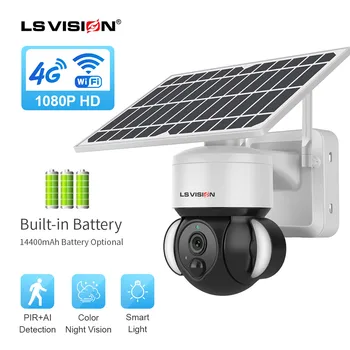 LS VÍZIA 2MP 4G Solárne Kamera PTZ pomocou Batérií Vonkajší Bezdrôtový KAMEROVÝ Cloud Solárne Záhradné Osvetlenie, WIFI Smart Security Kamera