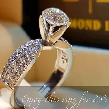 Luxusné Plný Diamond Šesť-pazúr Skupiny Diamantový Prsteň Európskej Krásy Diamantový Prsteň Svadobné Strane Šperky