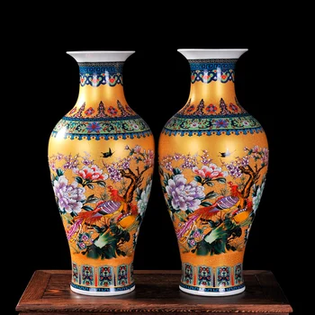 Luxusné Starožitný Porcelán Smalt Rybí Chvost Tvar Klasickej Dekorácie Veľké Vázy Starovekého Paláca Domova