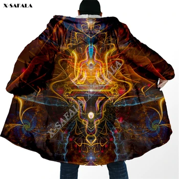 Meditácia Psychedelic Mandala 3D Vytlačené Hoodie Kabát s Kapucňou Deka Plášť Hrubé Rúna Velvet Pulóvre Dunnes Kabát Duffle