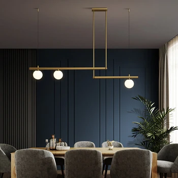 Meď moderný jednoduchý Reštaurácia, Bar luster svetlo luxusnej reštaurácii lampa tri hlavy luster osobnosti Nordic štýl lampy