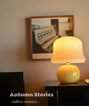 Moderný Krém Stolná Lampa Muráň Stredoveké Dizajnér Skla Stolové Lampy Pre Obývacej Izby, Spálne, Nordic Dekor Svetlo Noci, Nočné Lampy