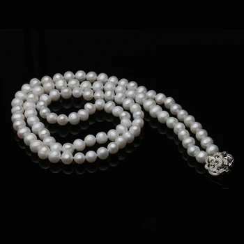 Móda Prírodné Sladkovodné White Pearl dlhý Náhrdelník 80 cm pre Ženy Strany svadobný dar