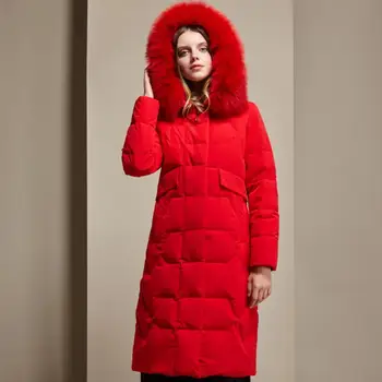 Módne farebné reálne fox kožušiny golier načechraný dole kabát žena zimné nadrozmerné hrubšie teplá Nadol Bunda s Kapucňou dole Parkas F2385