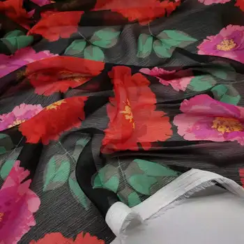 Na Predaj Textílie Krepové Šifón Kvetinové Šaty Šál Materiál 1 Yard