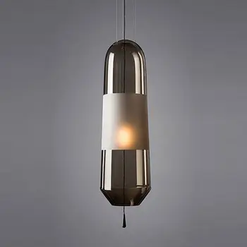 Nordic jednoduché, reštauračné sklo jeden vedúci luster spálňa nočná lampa dizajnér umenie model izba prívesok Luster