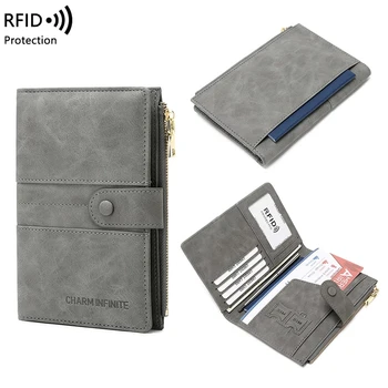 Nový Anti-theft kefa RFID držiteľa pasu zips, pracka pas peňaženky dokument držiteľ multifunkčný cestovný pas taška
