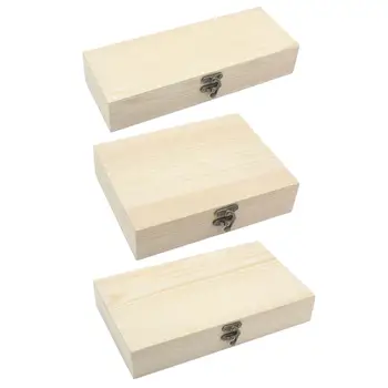 Pevný Drevený Box s Vekom na pántoch a Predné Spona Obdĺžnik Dreva Box Darčekovej krabičke