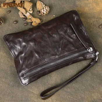 PNDME vintage luxusné originálne kožené skladaný mužov spojka taška na bežné vonkajšie vysokej kvality prírodnej hovädzej kože multi-card mince kabelku