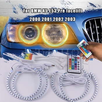 Pre BMW X5 E53 Pred Facelift 2000 2001 2002 2003 RF Diaľkové Multi-Farba Ultra Svetlé RGB LED Angel Eyes Auta