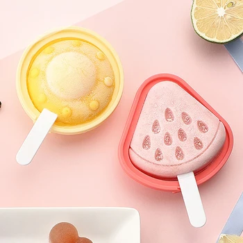 Roztomilý Ice Cream Plesne Cartoon Silikónové Popsicle Formy Diy Deti Zmrzlina Dezert Opakovane Ovocie Tvar Popsicle Plesní