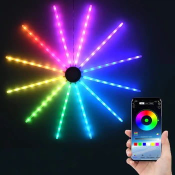 Smart App Riadenie Víla Svetlo DIY Led Ohňostroj Svetla Garland Bluetooth Starburst String Svetlo Na Vianoce Svadobné Party Decor