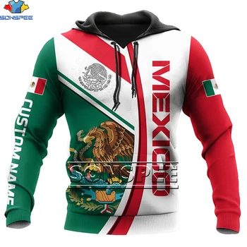 SONSPEE Mexickej Vlajka pánske Mikiny Veľkosť Oblečenia Mexiko štátny Znak Vytlačené Streetwear, Mikiny Nadrozmerné pánske Top