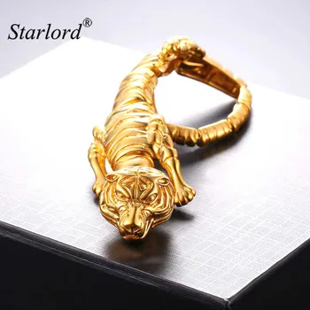 Starlord Náramkom Tiger Tvar Jedinečný Dizajn, Trendy Zlatá Farba/Nerez Pohode Tiger Muž Náramok GH2701