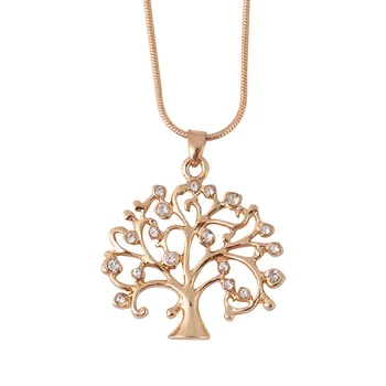Strom Života Crystal Náhrdelník Prívesok Zlatej Farby, Elegantné Ženy Šperky, Darčeky