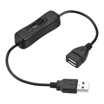 Uxcell USB Kábel vypínač ON/Off USB Samec Samica Predlžovací Kábel 30 cm Čierna 3 Ks