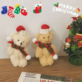 Vianočné Dekorácie Deti Mini Kučeravé Medveď Pár Roztomilý Medvedík Vianočné Bábika Hračka pre Nový Rok, Vianoce, Darček
