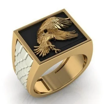 Zlatá Farba Panovačný Eagle Krúžok Mužov Palec, Prst Ozdobiť Šperky Dravých Vtákov Vzor Loga Príslušenstvo Krúžok Pre Mužov