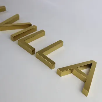 zlatá/kartáčovaný zrkadlo z nehrdzavejúcej ocele bez osvetlenia rezanie laserom reklama, 3D písmená vonkajšie odolné list